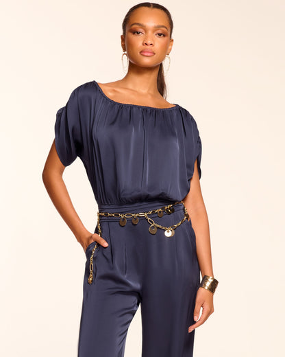 Sabrina Ruched Wide Leg Jumpsuit | NAVY
