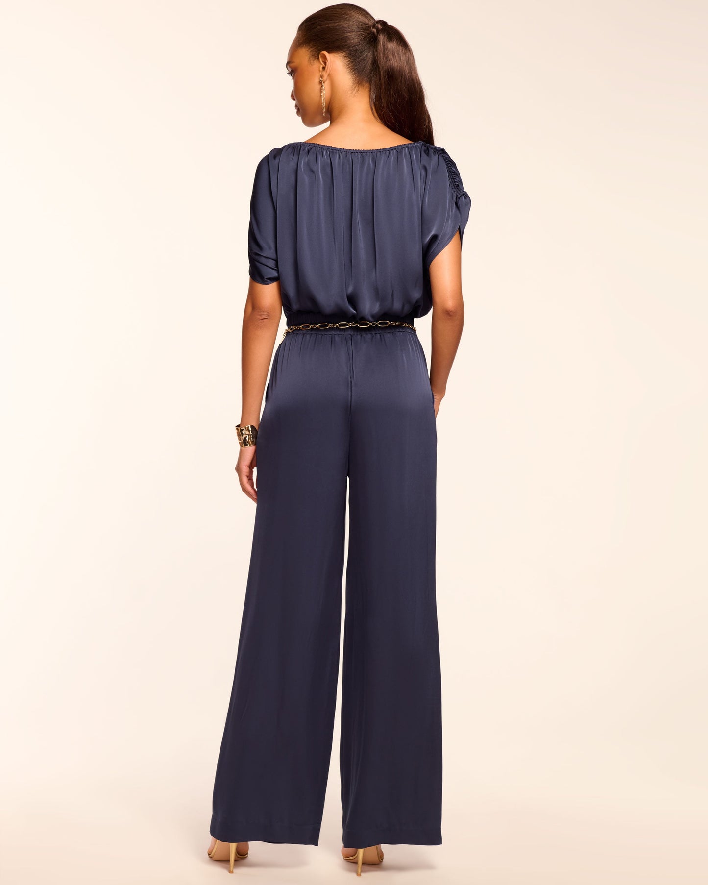 Sabrina Ruched Wide Leg Jumpsuit | NAVY