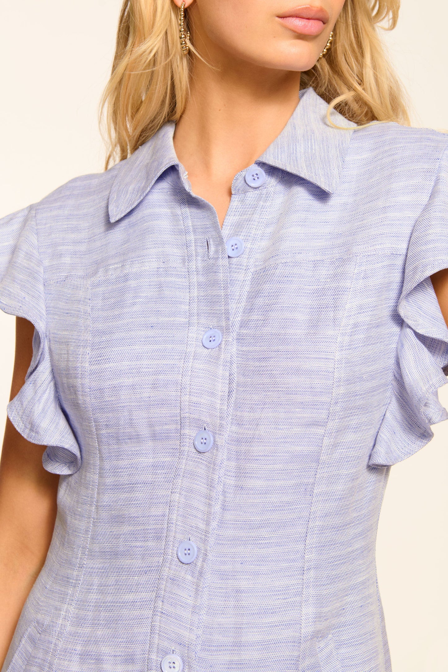Nikki Textured Linen Short Sleeve Dress
