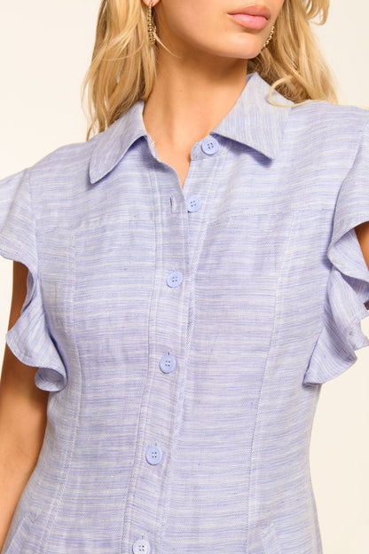 Nikki Textured Linen Short Sleeve Dress