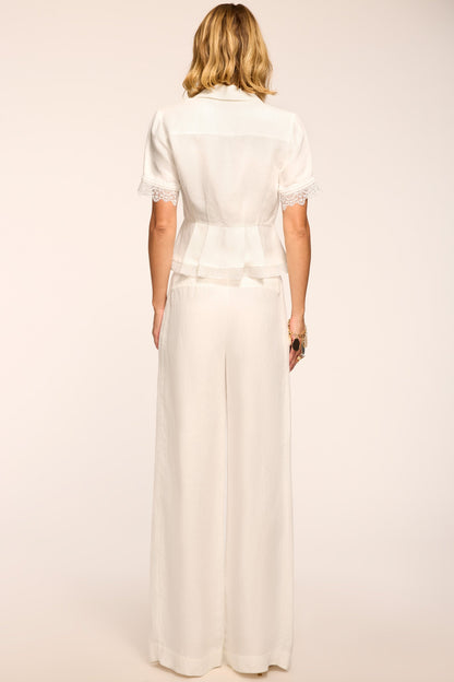 Oscar Textured Linen Pant | WHITE LINEN