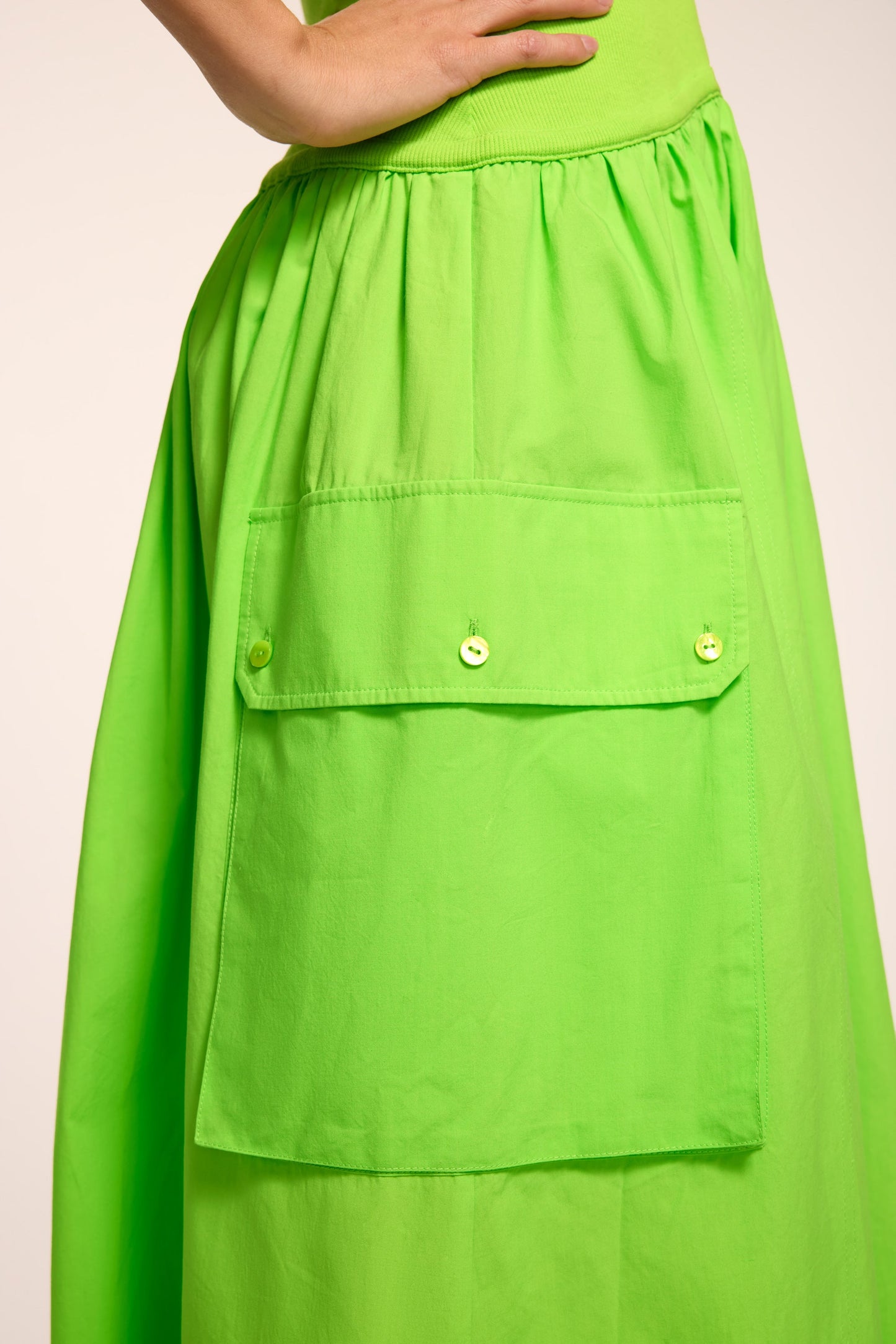 Simonne High Neck Combo Midi Dress