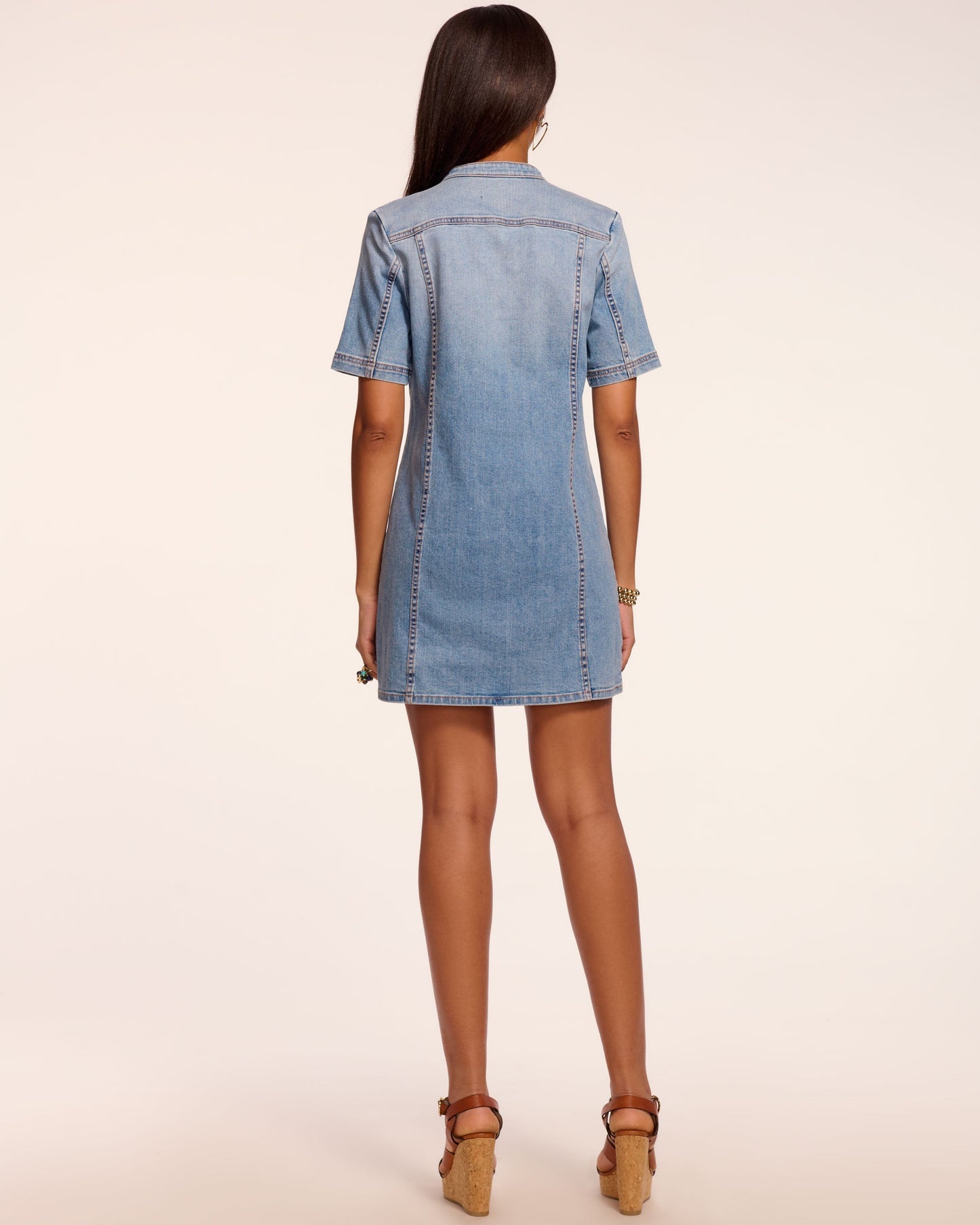 Skylar Short Sleeve Braided Denim Dress