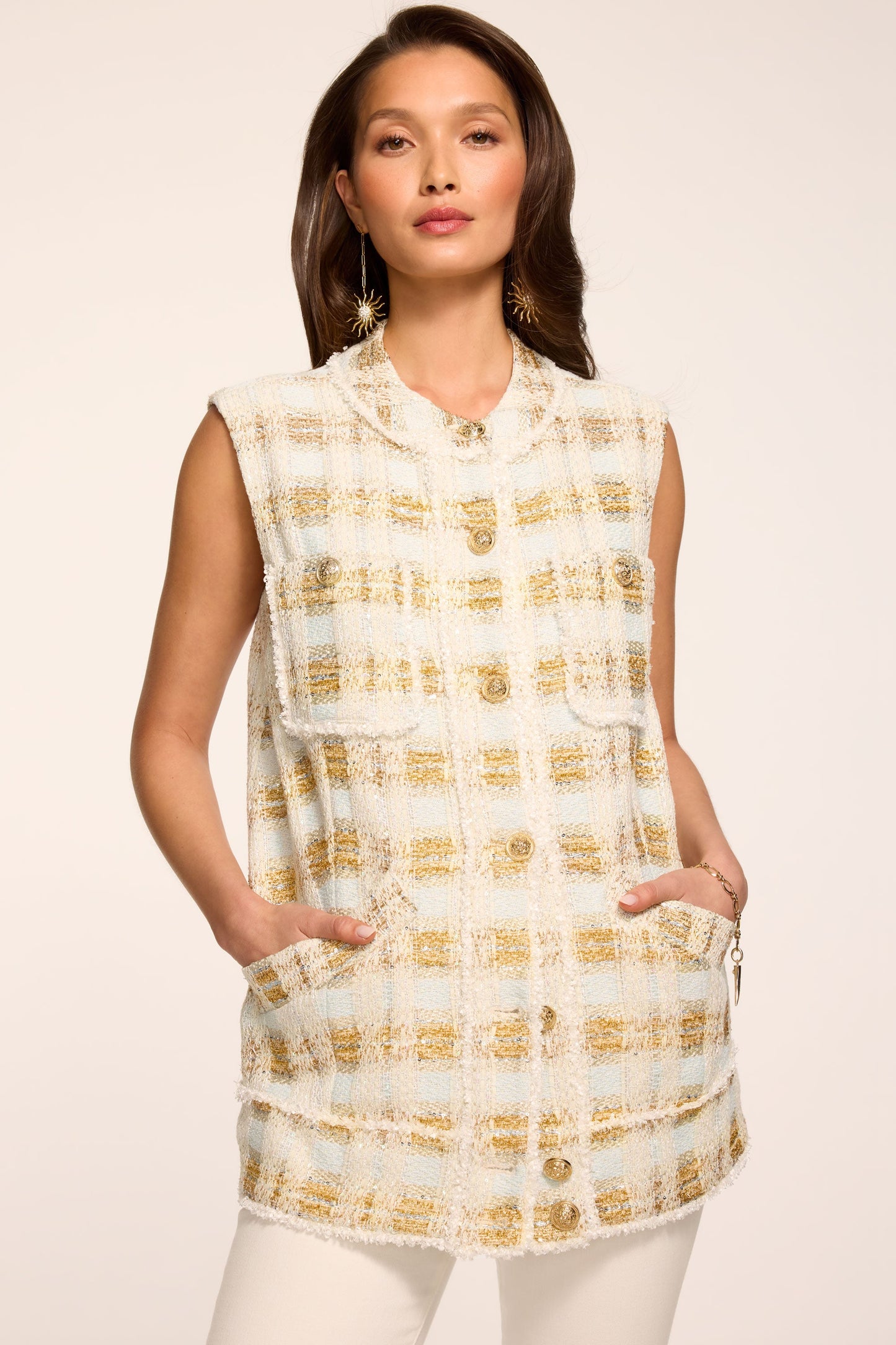 Violet Lurex Tweed Vest