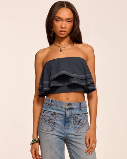Poppy Cotton Poplin Tiered Crop Top