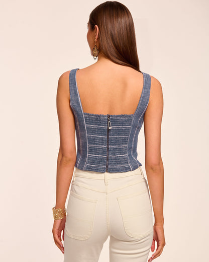 Olive Button Front Sleeveless Top