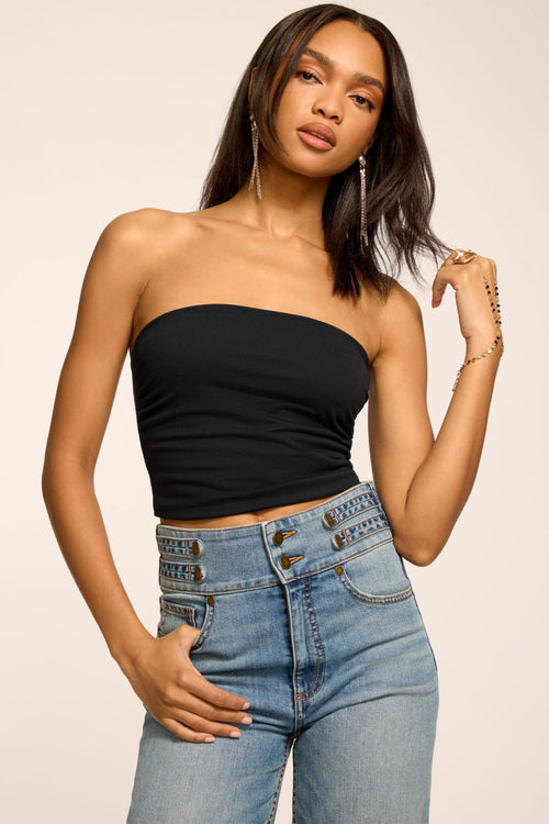 Raya Solid Jersey Tube Top | BLACK