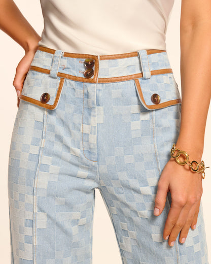 Paula High Waisted Checkered Jean
