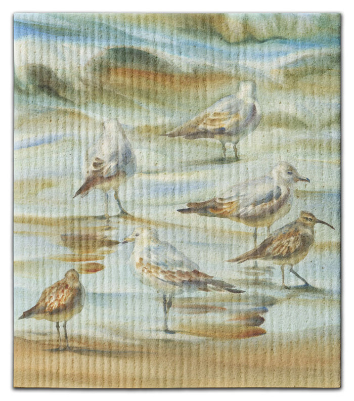 Sandpipers in Water Swedish Dishcloth