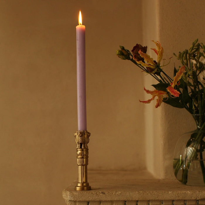 Brass Senna Lion Taper Candle Holder