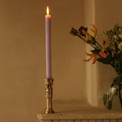 Brass Senna Lion Taper Candle Holder