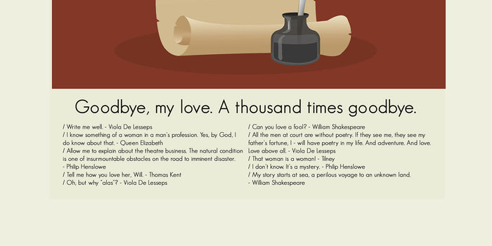 Shakespeare in Love Inspired Mid-Century Modern Print | 12"x18" or 18"x24" Print only