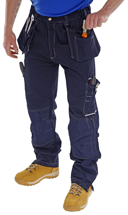 Shawbury multi pocket mens elasticated work trousers with kneepad & holster pockets up to 50 inch- smpt