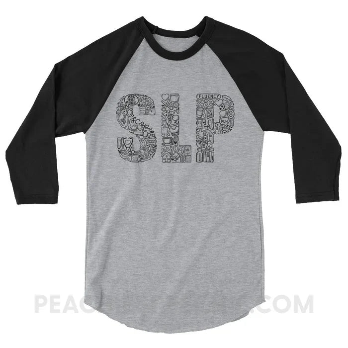 SLP Icons Baseball Tee - Heather Grey/Black / XS - T-Shirts & Tops peachiespeechie.com