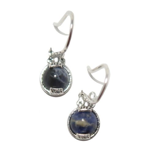 Sodalite Earrings Spiritual Blue Night Sterling Silver