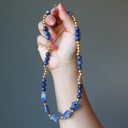 sodalite star necklace in hand