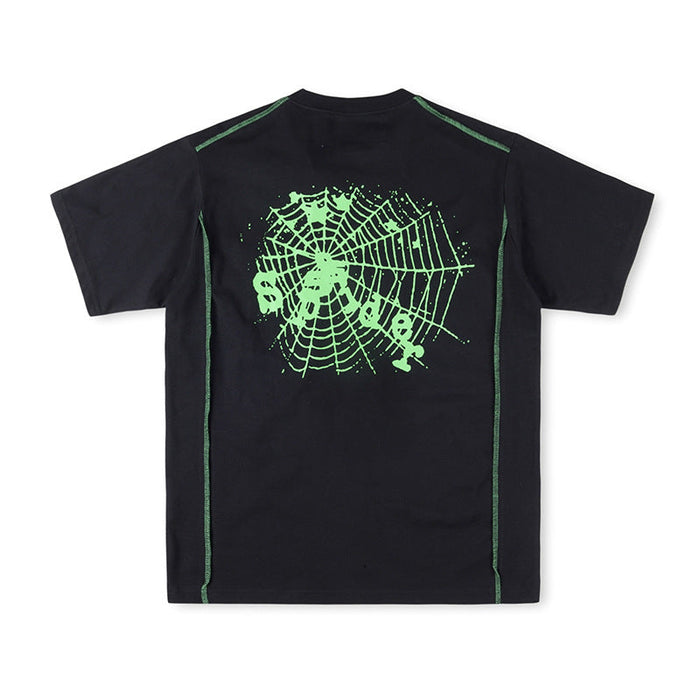 Sp5der Contrast Stitch Slub Tee