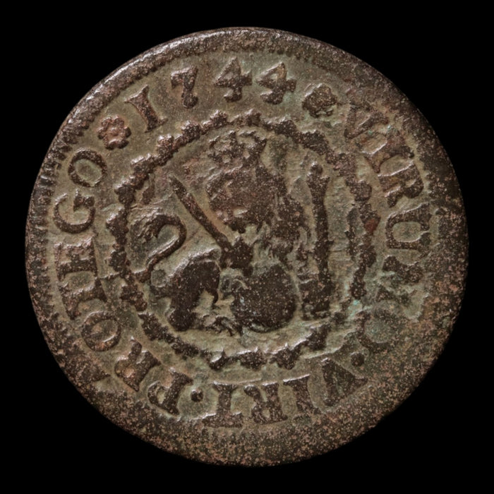 Spain, King Philip V, AE 2 Maravedis - 1744 CE - Spanish Empire
