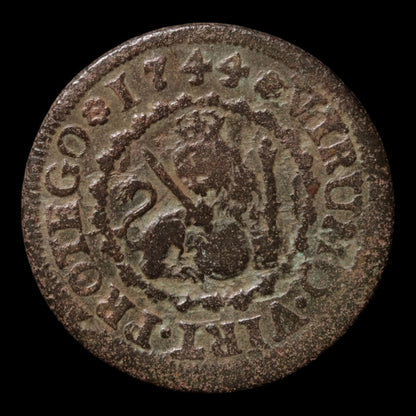 Spain, King Philip V, AE 2 Maravedis - 1744 CE - Spanish Empire