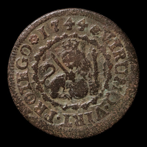 Spain, King Philip V, AE 2 Maravedis - 1744 CE - Spanish Empire