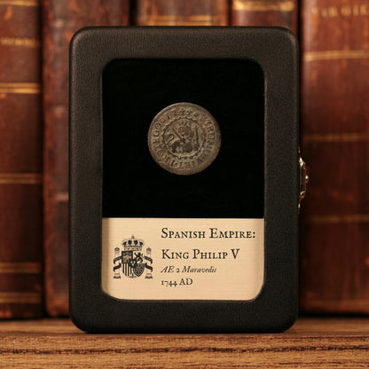 Spain, King Philip V, AE 2 Maravedis - 1744 CE - Spanish Empire
