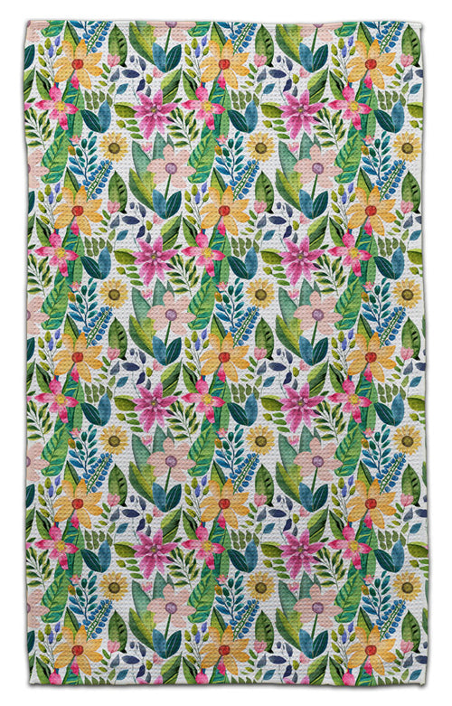Spring Flowers Waffle Weave Towel - CJ Bella Co.