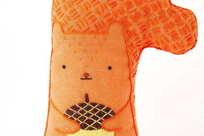 Squirrel Embroidered Doll Kit