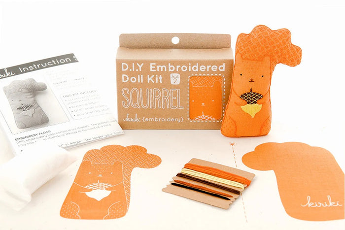 Squirrel Embroidered Doll Kit