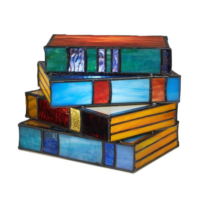 Stained Glass Book Stack Lamp