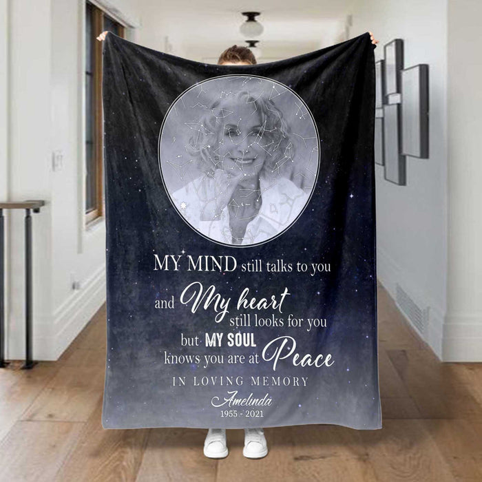 Star Map By Date Memorial Blankets For Loss Of Mother, Personalized In Memory Blanket