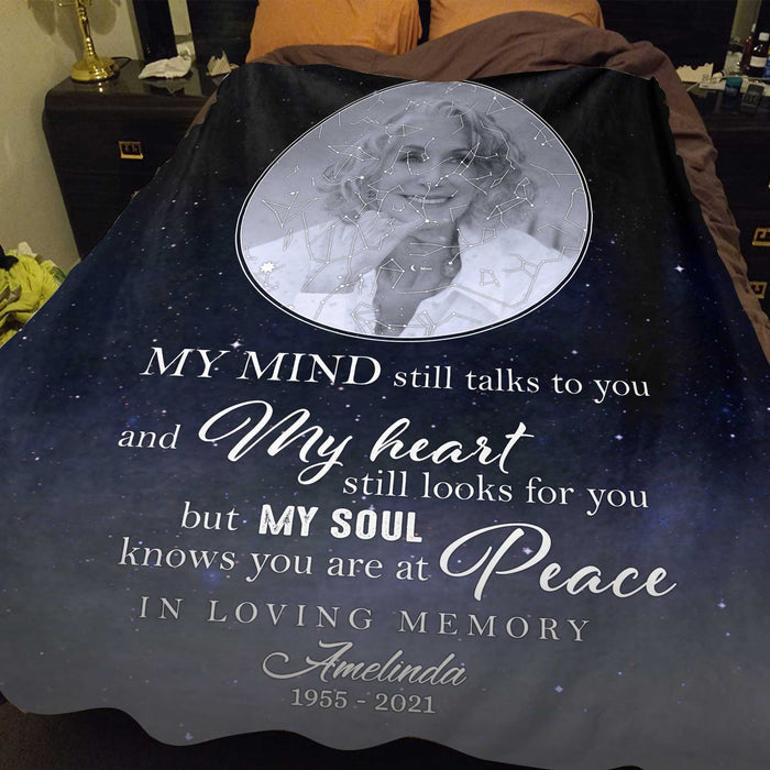 Star Map By Date Memorial Blankets For Loss Of Mother, Personalized In Memory Blanket