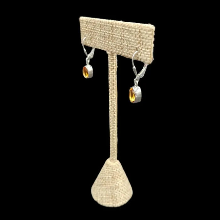 This is the side view of these Citrine gemstone earrings