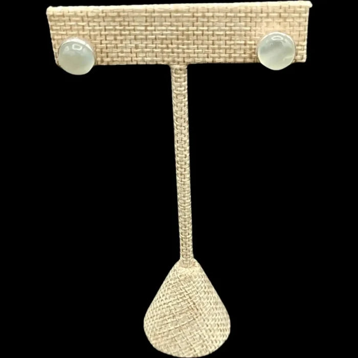 These Sterling Silver stud earring have polished green Amethyst gemstones