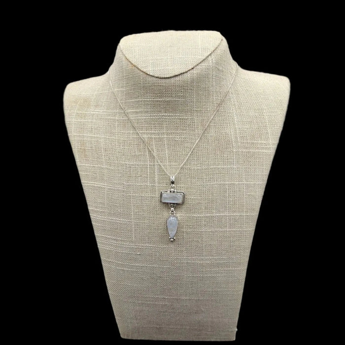 This is the front view of this Sterling Silver and Moonstone necklace