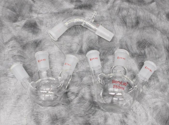 StonyLab Bent Vacuum Take-Off Adapter - 3-Neck Round & Flat Bottom Flasks 24/40