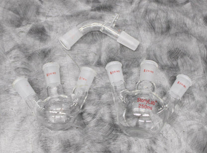StonyLab Bent Vacuum Take-Off Adapter - 3-Neck Round & Flat Bottom Flasks 24/40
