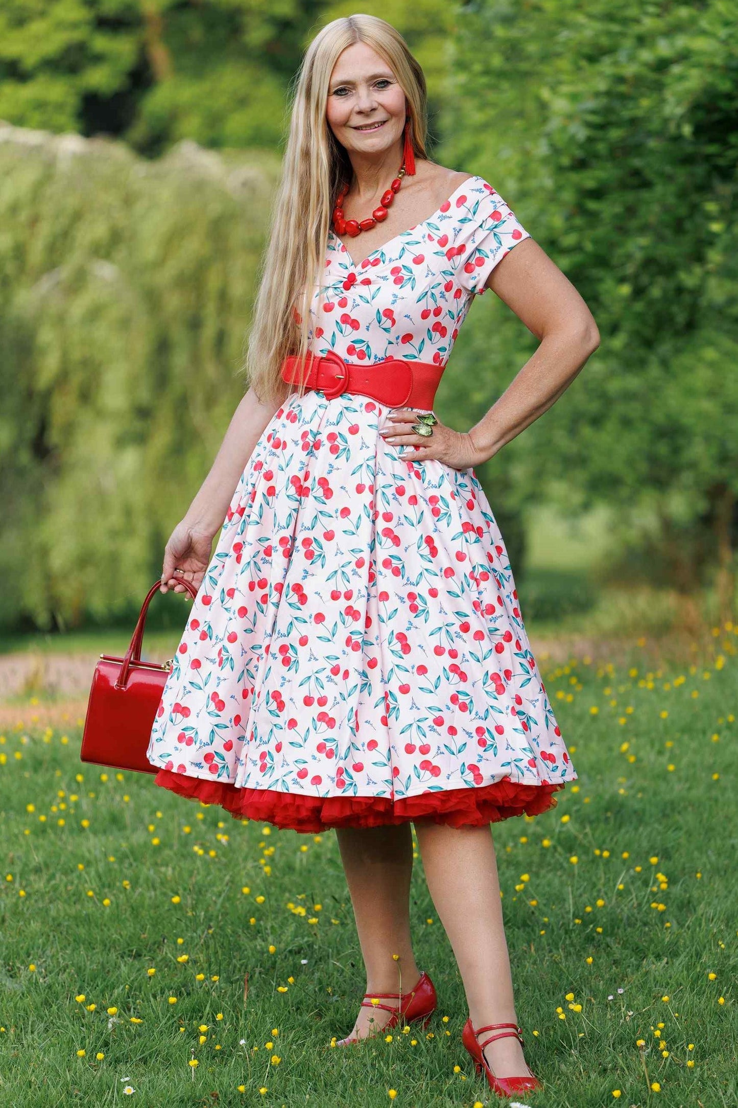 Lily Cherry Pink Off Shoulder Dress