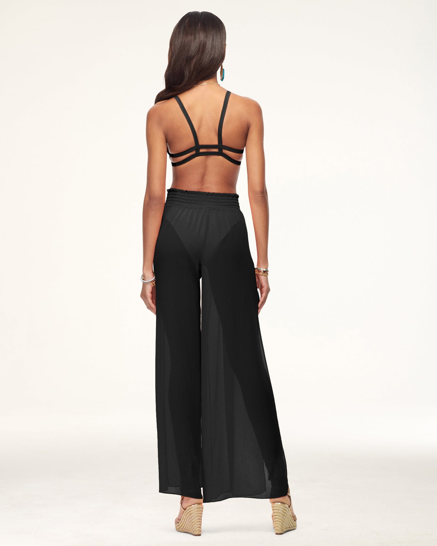 Textured Athena Palazzo Pant | BLACK