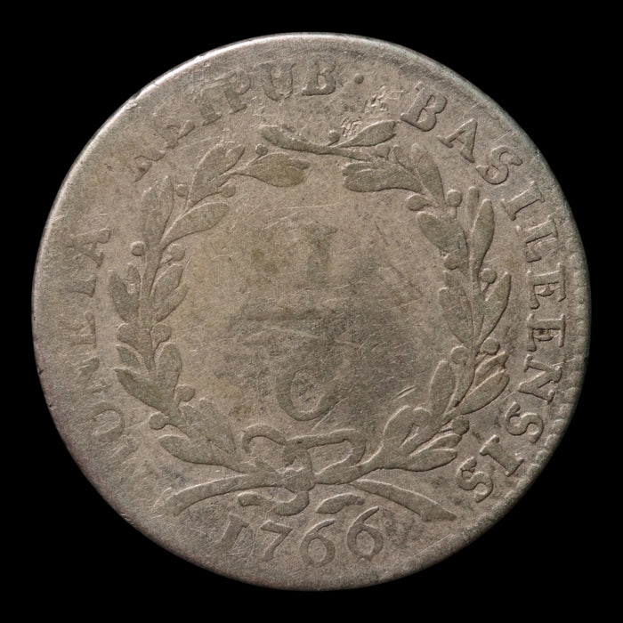 Swiss Cantons, City of Basel, AR ⅙ Thaler - 1766 CE - Switzerland