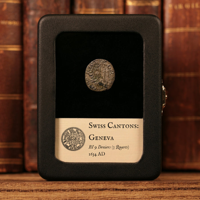 Swiss Cantons, City of Geneva, BI 9 Deniers - 1634 CE - Switzerland