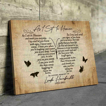 Sympathy Gift for Loss of Father, As I Sit In Heaven Personalized Memorial Canvas, Bereavement Gifts