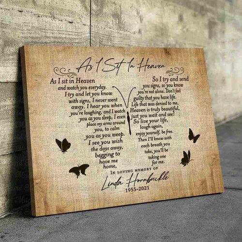 Sympathy Gift for Loss of Father, As I Sit In Heaven Personalized Memorial Canvas, Bereavement Gifts