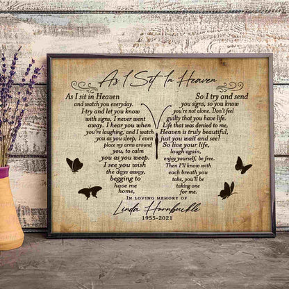 Sympathy Gift for Loss of Father, As I Sit In Heaven Personalized Memorial Canvas, Bereavement Gifts