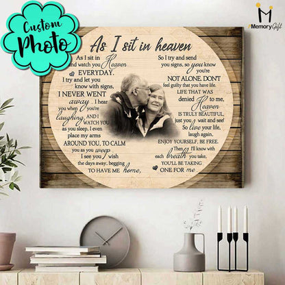 Sympathy Gifts For Loss Of Wife, As I Sit In Heaven Memorial Canvas, In Memory of Mom Gifts