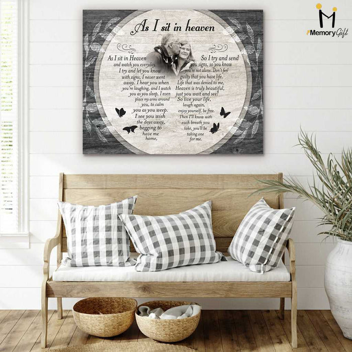 Sympathy Gifts For Loss Of Wife, As I Sit In Heaven Memorial Canvas, In Memory of Mom Gifts