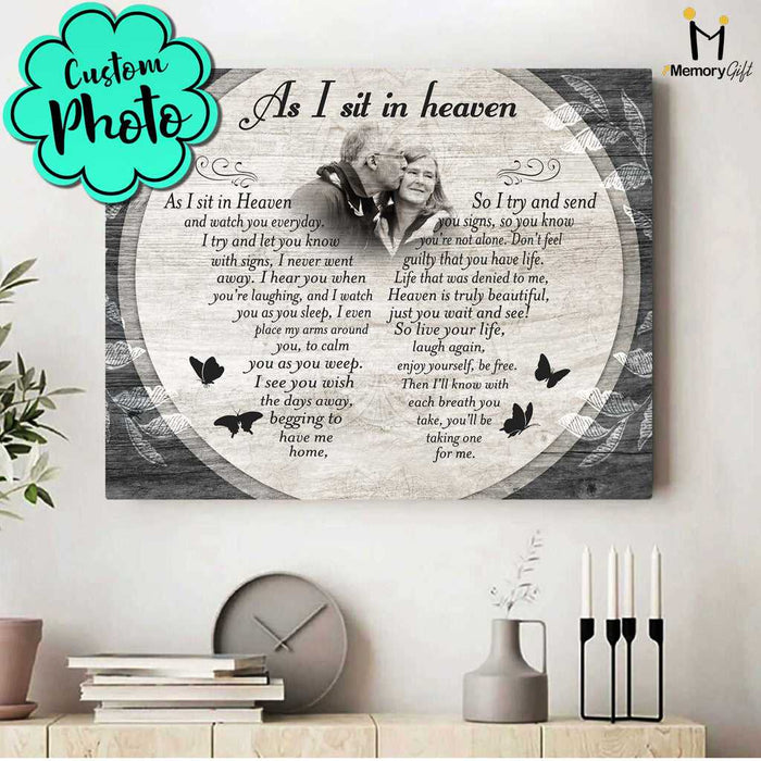 Sympathy Gifts For Loss Of Wife, As I Sit In Heaven Memorial Canvas, In Memory of Mom Gifts