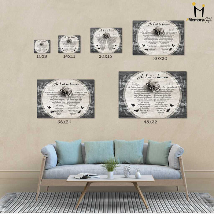Sympathy Gifts For Loss Of Wife, As I Sit In Heaven Memorial Canvas, In Memory of Mom Gifts