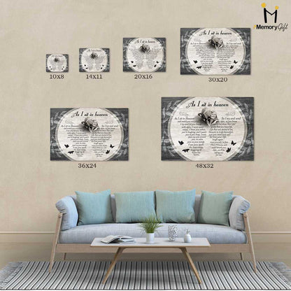 Sympathy Gifts For Loss Of Wife, As I Sit In Heaven Memorial Canvas, In Memory of Mom Gifts