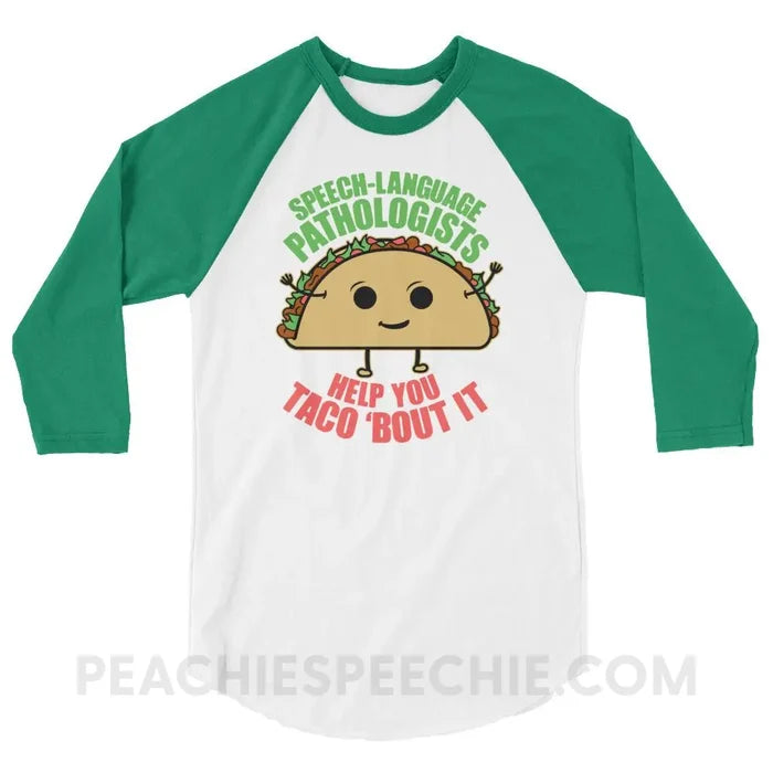 Taco ’Bout It Baseball Tee - White/Kelly / XS - T-Shirts & Tops peachiespeechie.com