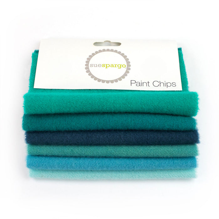 Teal Paint Chips Wool Bundle by Sue Spargo